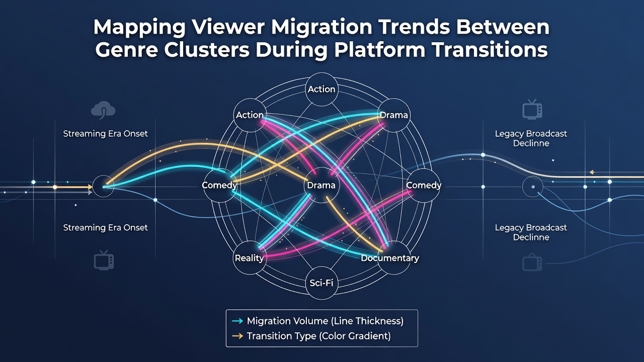 Graph depicting genre cluster shifts and viewer preference changes over time