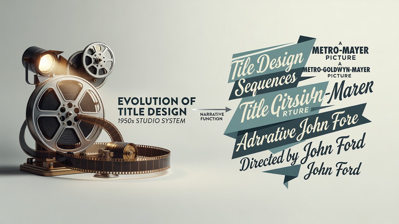 Vintage 1950s film title sequence design with bold typography and abstract graphics from a classic Hollywood studio production