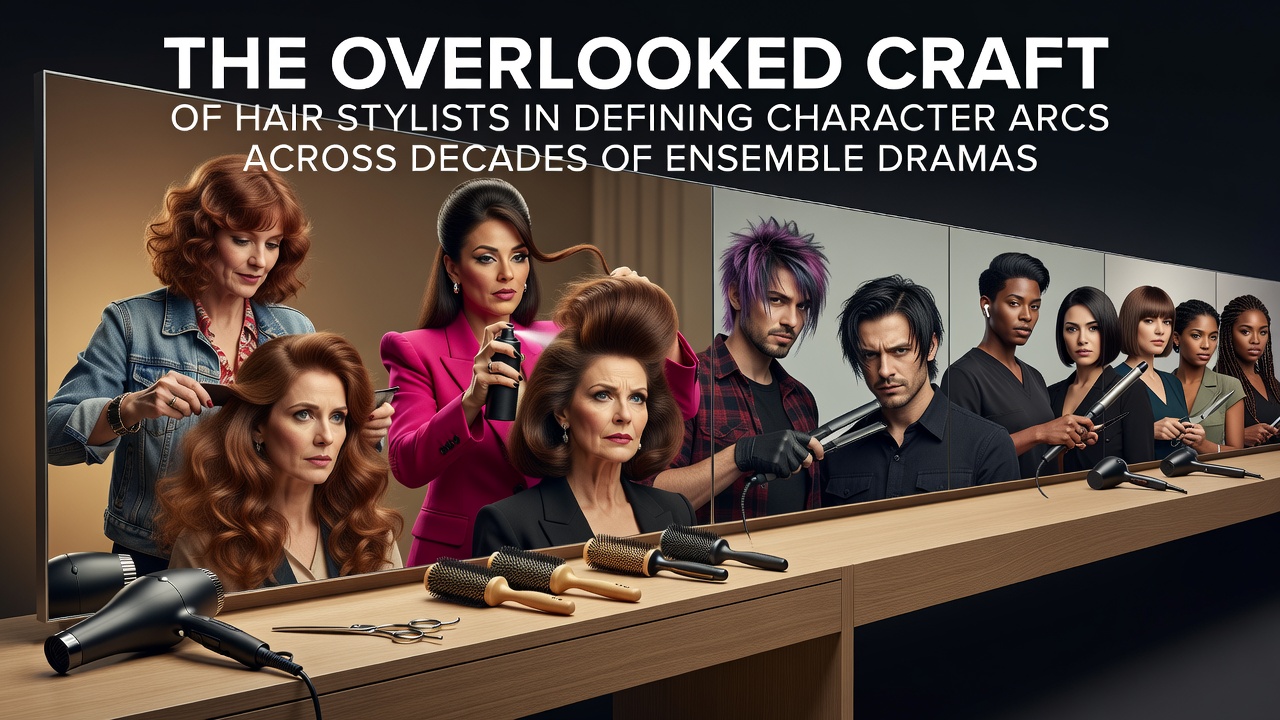 Hair stylists adjusting period-appropriate wigs on set for an ensemble drama production